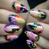 Uñas Vestibles de Dibujos Animados Graffiti Y2K Manicura Larga Almendra Pegatinas Uñas Postizas Removibles Stock de Fábrica Suministro Directo Al Por Mayor