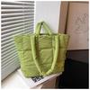 Bolso de Algodón Acolchado a Cuadros de Gran Capacidad a la Moda para Mujer, Bolso de Hombro con Relleno de Plumón Nuevo Estilo Invierno 2026, Bolso Tote con Bloques de Color
