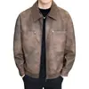 Nueva chaqueta de cuero vintage para hombre en primavera y otoño, con un look fresco y elegante, cuello de solapa, hombros caídos, corte holgado, nuevo estilo americano