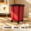 Bote de Basura de Gran Capacidad para el Hogar, Acabado de Alta Gama, Baño, Sala de Estar, Inodoro, Boca Abierta, Sin Tapa, con Ruedas, Contenedor de Almacenamiento de Basura