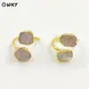 WT-R506 exquisito grava natural amatista británica piedra brillante doble gema 18K Diseño Abierto anillo de oro para mujeres