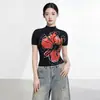 Design Inspirado em Miyake Top de Manga Curta Puro Desejo, Estampa Tendência Estilo Ins Slim Fit, Camiseta Versátil Elegante e Estilosa para o Verão