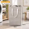 Cesta de armazenamento de tecido Amazon, cesta dobrável para roupas sujas, cesto de roupas sujas listrado, cesta de armazenamento de itens diversos e roupas para cabeceira de dormitório