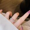 Nuevo Anillo Cubo de Azúcar de Circonita Micropavé Moda Lujo Ligero Alto Valor Rosa Femenino Corazón Anillo Ajustable Temperamento