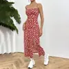 2025 comercio exterior nuevo Amazon primavera y verano tirante de espagueti abertura en el pecho estampado de margarita pequeña cadera vestido mujer