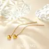 Brincos de Aço Titânio Simples Estilo Coreano para Mulheres com Tassel de Amor Linha de Orelha Exquisitos Ins Longos Tendência Elegantes Brincos de Celebridade da Internet Mesmo Estilo