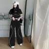 Conjunto de Verano para Niñas Tendencia Fresco Estilo Urbano 2025 Nuevo Casual Deportivo Manga Corta Pantalones de Pierna Ancha Conjunto de Dos Piezas