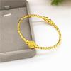 Pulsera de Abalorios de Transferencia de Trébol de Cuatro Hojas con Apertura de Oro Arenoso Vietnamita Chapado en Cobre con Diamantes de Moda para Mujer, Joyería Chapada en Oro de Color Duradero