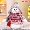 Tela de punto roja navideña muñeco de muñeco de nieve decoración navideña figura para escaparate adorno de escritorio regalo