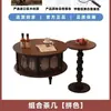 Mesa de centro retro francesa estilo medieval, Mesa auxiliar de lujo ligero estilo americano de madera maciza, Mesa de centro redonda para apartamentos pequeños para sala de estar uso doméstico