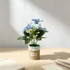 Novo vaso de tecido com 5 flores de magnólia artificiais, toque realista, planta de flor artificial em vaso para decoração de mesa de sala de estar em casa