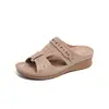 Sandalias Planas de Tacón de Cuña de Comercio Exterior, Pantuflas de Moda para Mujer Talla Grande, Nuevo Estilo Verano 2026, Sandalias Casuales de Playa con Punta Abierta