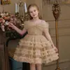 Ropa infantil transfronteriza, vestido de pastel de un hombro, vestido de princesa para fiesta de cumpleaños infantil, vestido festivo para anfitrión de actuación