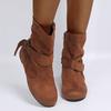 2024 Novas botas Martin moda plus size camurça fivela de cinto plana botas curtas femininas manga bico redondo botas femininas atacado