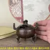 Adorno de Quemador de Incienso de Tres Patas con Dos Orejas Estilo Antiguo, Coleccionable Antiguo, Quemador con Tapa de Animal Chapado en Cobre, Artesanía Decorativa para Sala Budista del Hogar