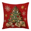 Copos de Nieve Navideños Muñeco de Nieve Árbol de Navidad Letras Impresión Digital Funda de Cojín para Sala de Estar Cojín de Respaldo de Sofá Funda de Almohada