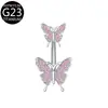 Anillo para Ombligo Perforado G23 Mariposa de Doble Extremo Incrustada con Circonita Stud para Ombligo F136 Joyería de Piercing Transfronteriza Europea y Americana