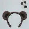 Acessório de Cabeça Animal para Halloween Faixa com Orelhas de Urso Adereços para Festa e Performance de Palco Conjunto de Orelha e Cauda de Urso Marrom Urso Negro