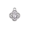 Moda Cobre Puro Microincrustado Circonita Corazón Hueco Forma de Trébol de Cuatro Hojas Oval Colgante Materiales para Joyería de Collar Pulsera Pendiente DIY