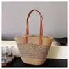 Bolso de Paja Bolso de Mano de Verano para Mujer Bolso Tote para la Playa de Gran Capacidad Bolso de Hombro Tejido Bolso de Paja de Ratán Bolso Balde Trendy