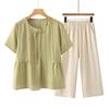 Conjunto de camiseta de verão para mãe de meia-idade 2024 novo feminino de meia-idade e idoso que reduz a idade solto estilo estrangeiro camisa pequena roupa de avó