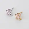 Aretes Exquisitos de Plata S925 con Diamantes Zirconia Aretes con Anillo Hechos a Mano DIY Aretes Joyería Colgante E0037