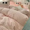 Juego de Cama de Algodón Lavado de Cuatro Piezas para Todas las Estaciones, Funda de Edredón para Dormitorio de Estudiante, Juego de Cama Individual de Tres Piezas