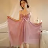 Roupa Íntima Sexy de Alcinha com Decote em V Profundo Renda Transparente Laço Doce Pijama Roupa de Casa Feminina conjunto Lingerie