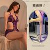 Hemei Lingerie Sexy Puro Desejo Body de Renda Sexy Abertura na Virilha Sem Tirar Tentação Uniforme para Seios Pequenos Pijama para Mulheres