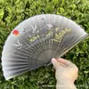 Leque Dobrável Estilo Antigo Transfronteiriço para o Verão, Estilo Chinês, Hanfu, Cheongsam, Leque Pequeno Dobrável de Bambu Portátil para Mulheres