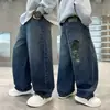 Calça Jeans Infantil Primavera e Outono 2026 Novo Estilo, Caimento Solto para Crianças Maiores, Calça Reta Tamanho Plus, Roupa da Moda
