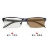 Gafas de negocios con cambio de color, montura media metálica, para hombre, gafas de miopía graduadas, gafas planas con protección ocular para conducir al aire libre