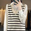 Nuevo Chaleco de Punto para Mujer Otoño e Invierno 2024 Rayado Blanco y Negro Chaleco Jersey Chaleco Suelto Estilo Coreano Lazy Cuello en V