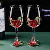 Taça de Rosa Vermelha Esmaltada Nova Taça de Vinho Tinto Taça de Vinho Doméstica Vidro de Cristal Decantador Giratório