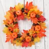Amazon Transfronterizo Nuevo Festival de la Cosecha de Halloween Calabaza Hoja de Arce Corona Artificial Colgante de Puerta Decoración de Puerta para el Hogar para el Festival de la Cosecha