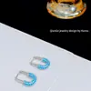Moda de Luxo Leve Broche Quadrado Turquesa Microincrustado Fivela de Orelha Elegante Sensação de Alta Qualidade Design Delicado Brincos