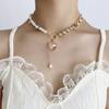 Design de nicho baroque pérola amor costura colar doce fresco quente menina real irmã estilo clavícula corrente ins joias