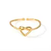 Anillo de Acero Inoxidable Chapado en Oro Transfronterizo para Mujer, Cruz, Luna, Anillo Geométrico Liso, Anillo de Pareja, Patrón Geométrico en Forma de Corazón