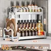 Nuevo Estante de Almacenamiento de Cocina de Acero Inoxidable para Encimera, Organizador Multifuncional para Aceite, Sal, Salsa, Vinagre, Frascos de Condimentos y Portacuchillos