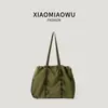 Bolsa de Ombro Casual de Nicho de Verão Estilo Coreano Moderna para o Dia a Dia Leve com Cordão Plissada Xadrez Bolsa Tote Grande Capacidade para Mulheres