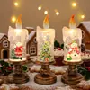 Luz de noche de árbol de Navidad vela Decoración navideña nieve cayendo caricatura bola de cristal lámpara adorno creativo