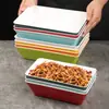 Plato Rectangular de Melamina Bicolor para Guisados, Embutidos, Brochetas y Carne Fresca Comida Rápida