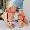 Sandalias de cuña simples para mujer, modelo nuevo de verano 2026, comercio exterior transfronterizo, sandalias casuales cómodas y versátiles para mujer