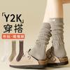 Calcetines de Otoño e Invierno para Pantorrilla de Mujer Calcetines con Etiqueta de Tela Calcetines de Felpa Interior Algodón Sin Costuras con Calcetines Jk Birkenstock Transfronterizos