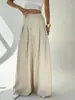 Calças culotte de cintura alta, com caimento fluido, estilo "old money", afuniladas e de perna larga para mulheres baixinhas, calças casuais femininas versáteis de verão coreanas