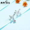 Pendientes de trébol de cuatro hojas de plata de ley 925, pendientes de pétalos, con exquisita joyería de plata recomendada por fabricantes mayoristas.