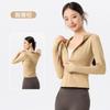 Chaqueta de Yoga con Capucha de Terciopelo Transfronteriza para Mujer, Top Deportivo Corto Adelgazante, Chaqueta de Fitness Cálida y que Mantiene la Temperatura
