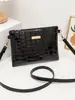 Moda Retro Simple Tendencia Bolsos de Dama Patrón de Piedra Hombro Único Cruzado Mano Cuadrado Bolso Cruzado de Dama