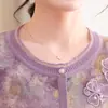 Novo top de tricô de outono para mulheres de meia-idade e idosas, suéter de tricô fino para mães, moda para primavera e outono