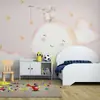 Tela de pared de dibujos animados de Chica Conejo Blanco pared de fondo para habitación infantil niño Fondo de pared Estrella Cielo papel tapiz dormitorio linda fondo de habitación infantil